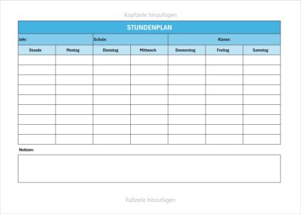 Screenshot Excel - Stundenplan_Schule_querformat
