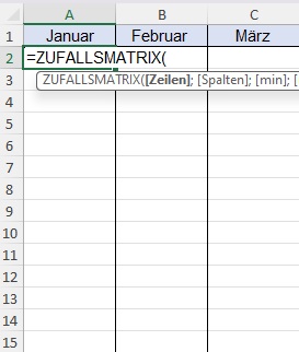 Screenshot Excel - ZUFALLSMATRIX_Schritt1