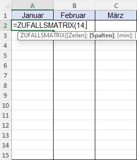 Screenshot Excel - ZUFALLSMATRIX_Schritt2